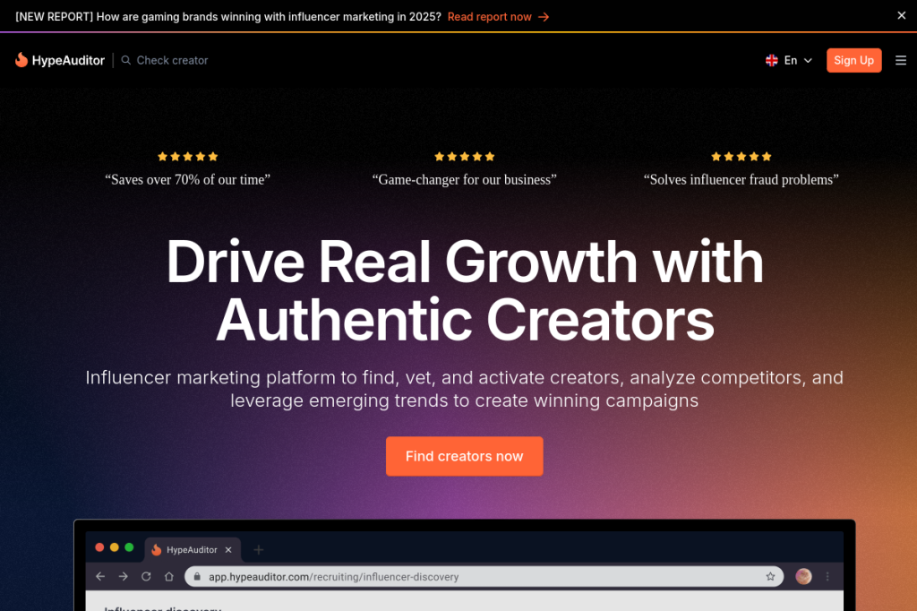 Screenshot of HypeAuditor – AI Tool