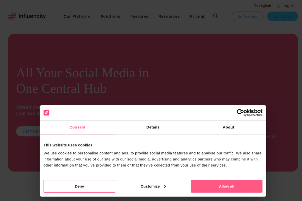 Screenshot of Influencity – AI Tool