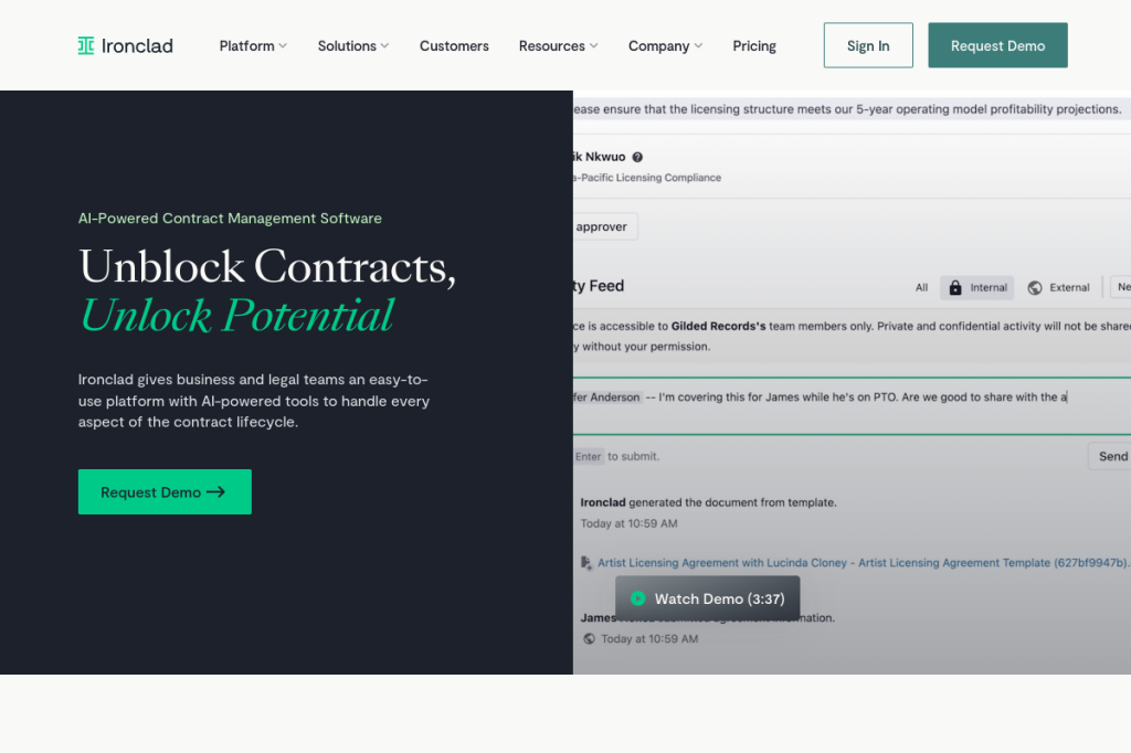 Screenshot of Ironclad – AI Tool