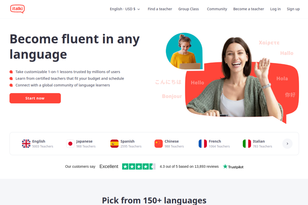 Screenshot of Italki AI Classroom – AI Tool