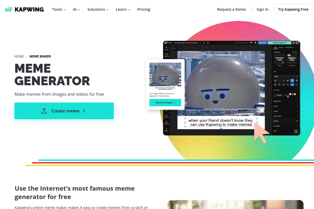 Screenshot of Kapwing AI Meme Maker – AI Tool