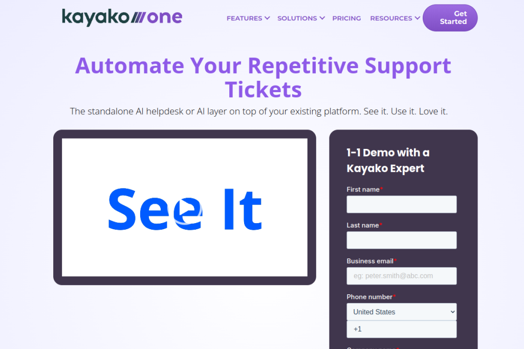 Screenshot of Kayako – AI Tool