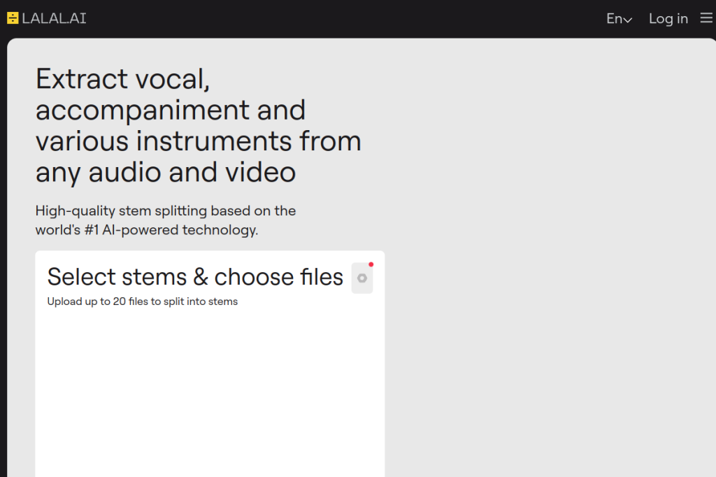 Screenshot of LALAL.AI – AI Tool