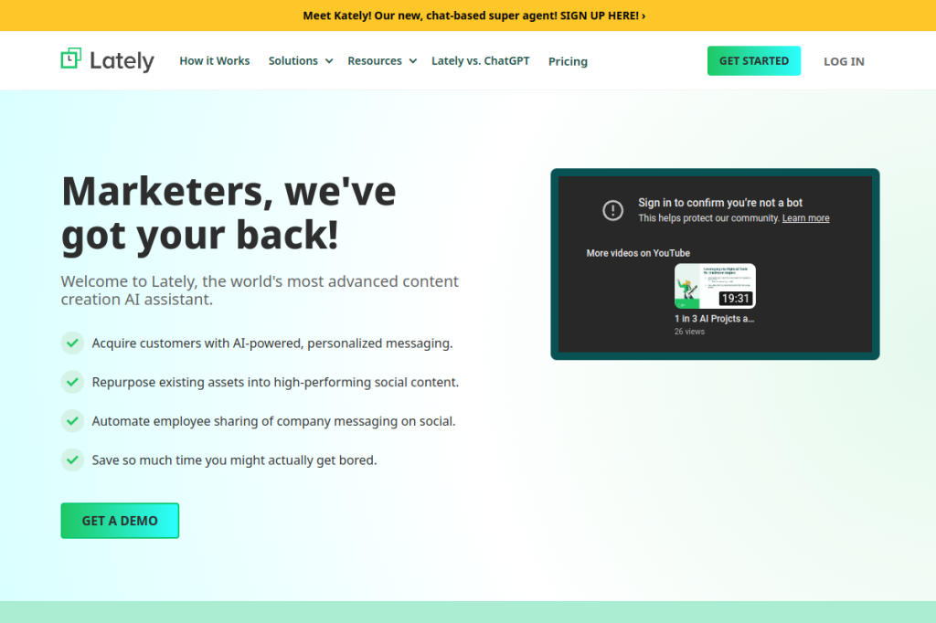 Screenshot of Lately AI – AI Tool