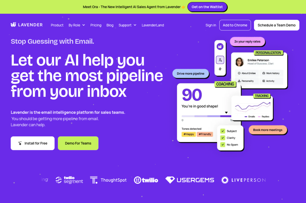 Screenshot of Lavender – AI Tool