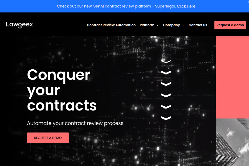 Screenshot of LawGeex – AI Tool