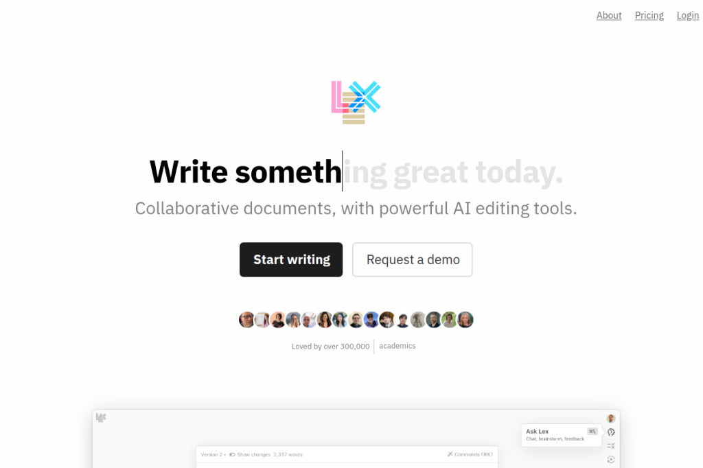 Screenshot of Lex – AI Tool