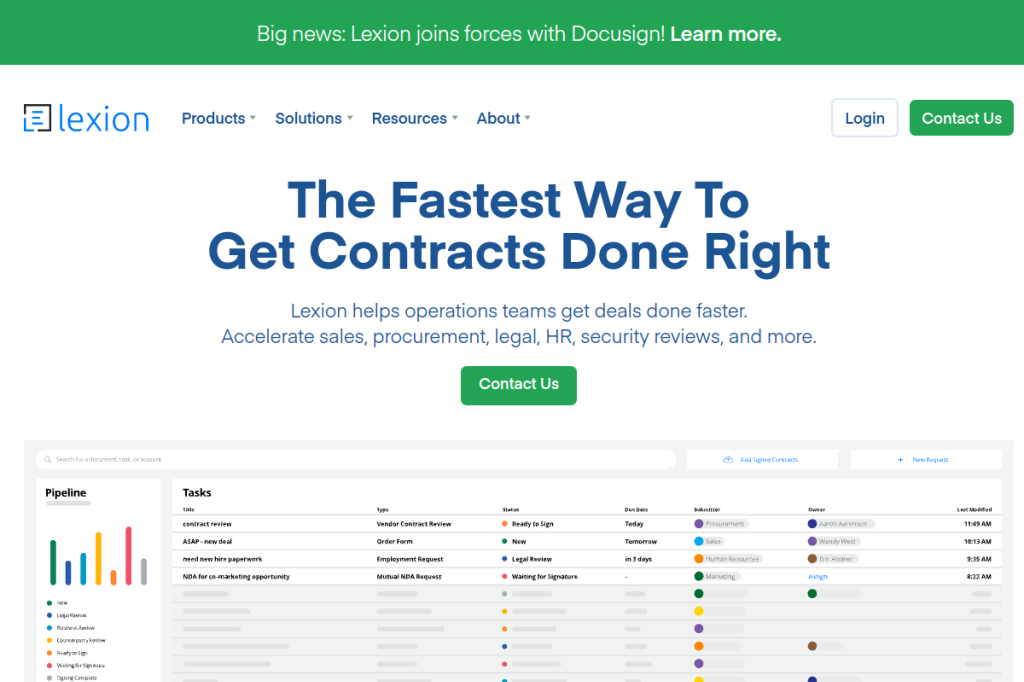 Screenshot of Lexion – AI Tool