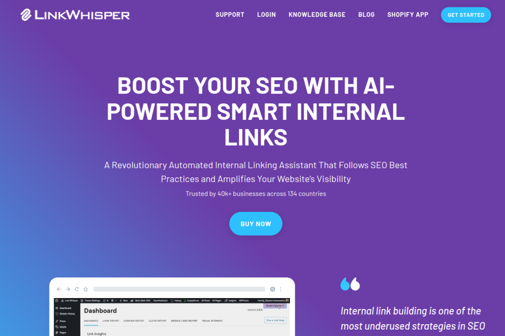 Screenshot of LinkWhisper – AI Tool
