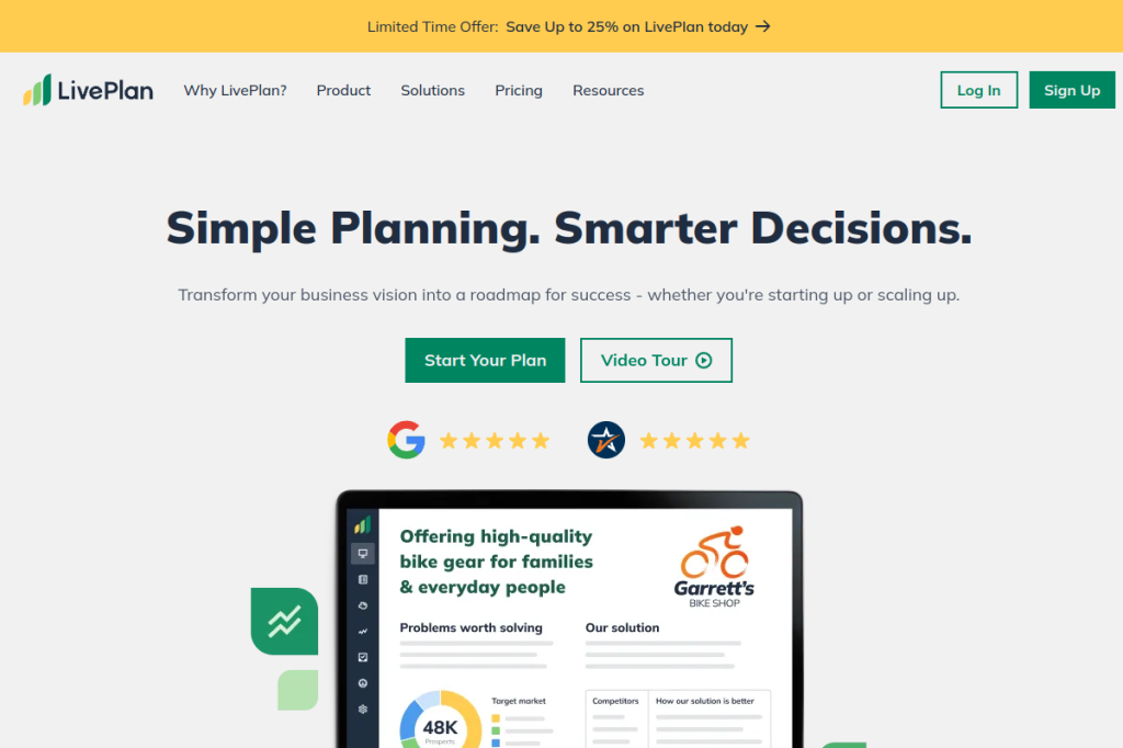 Screenshot of LivePlan – AI Tool