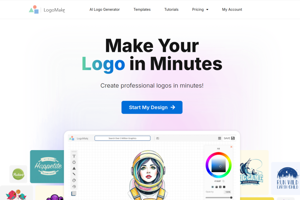 Screenshot of LogoMakr – AI Tool