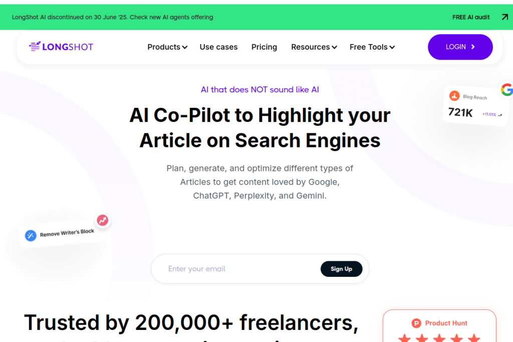 Screenshot of LongShot – AI Tool