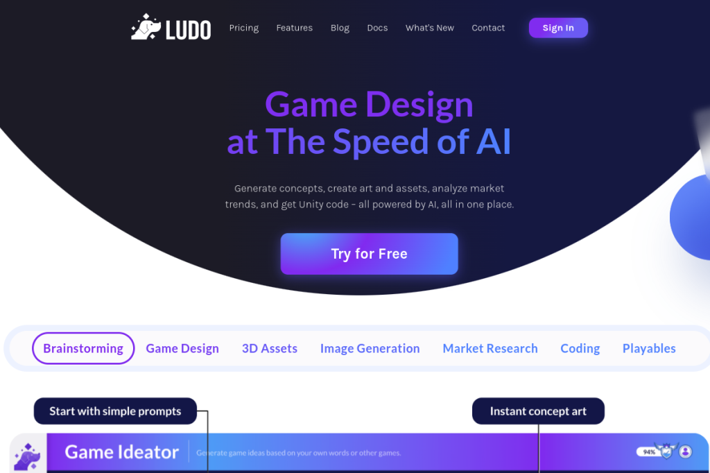 Screenshot of Ludo AI – AI Tool