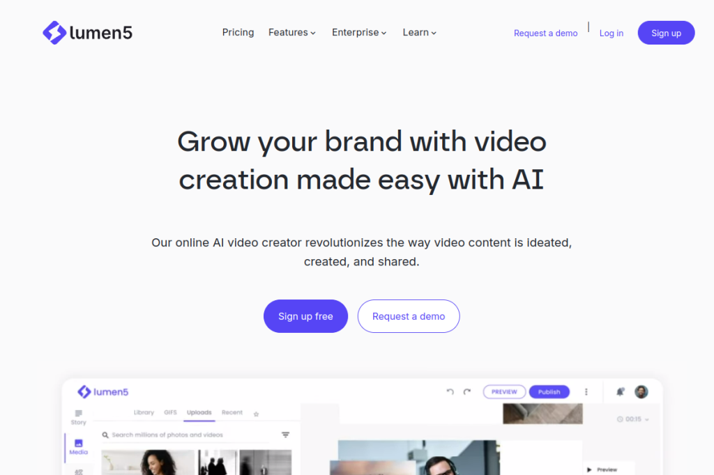 Screenshot of Lumen5 – AI Tool