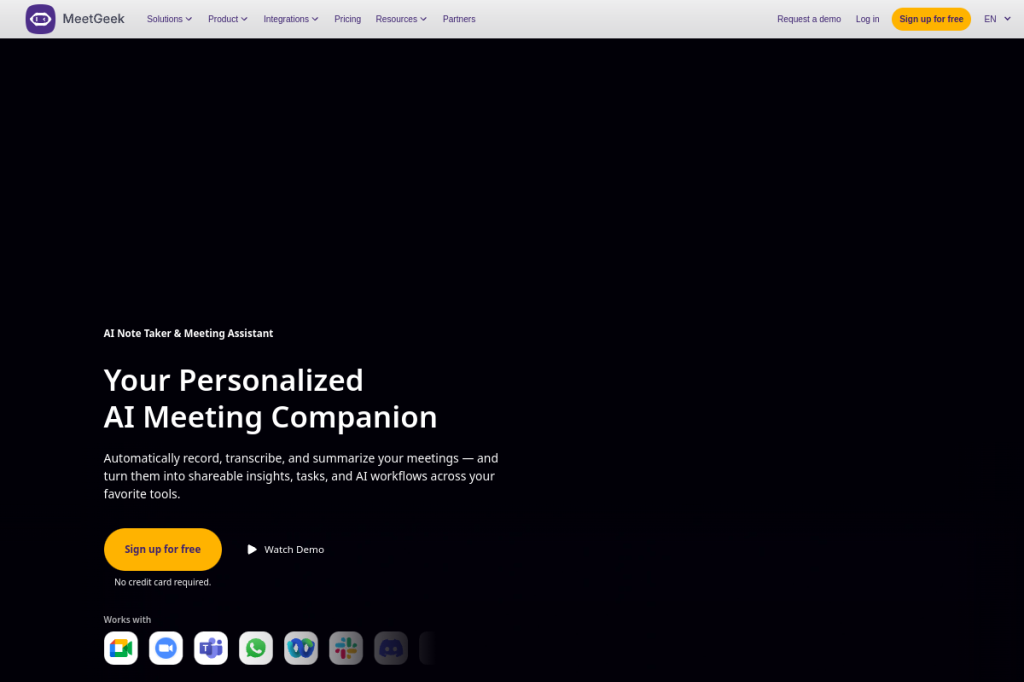 Screenshot of MeetGeek – AI Tool