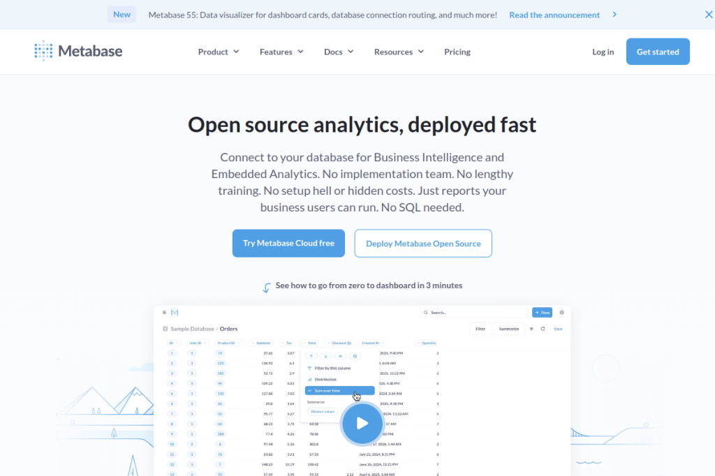 Screenshot of Metabase – AI Tool