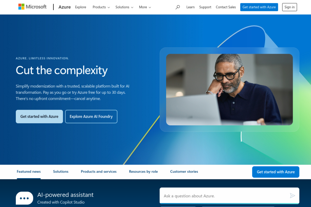 Screenshot of Microsoft Azure Cognitive Services – AI Tool