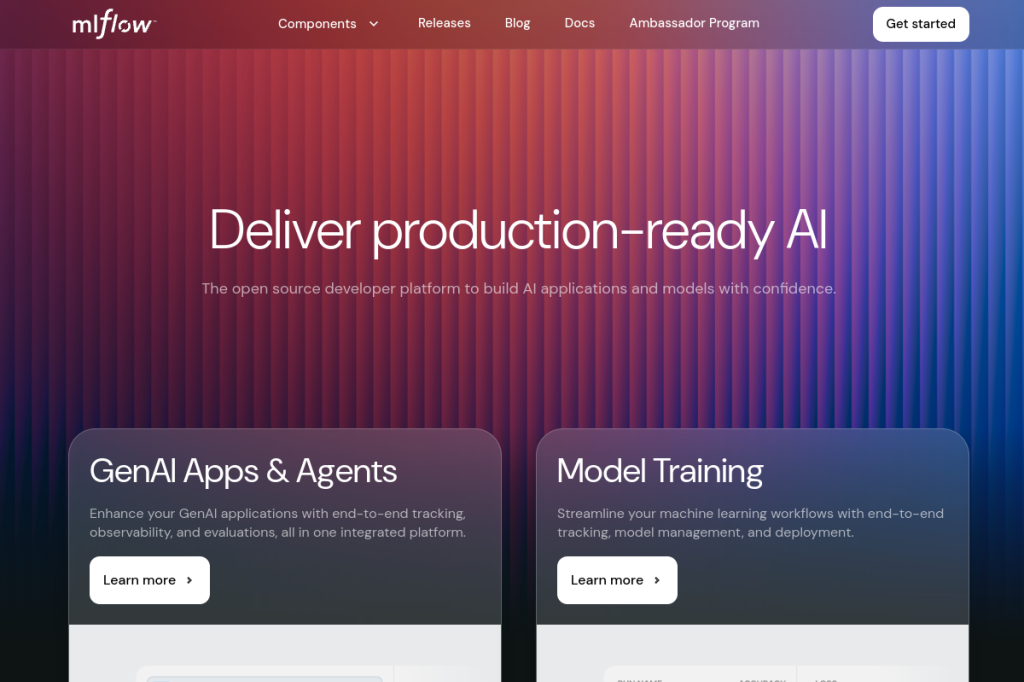 Screenshot of MLflow – AI Tool