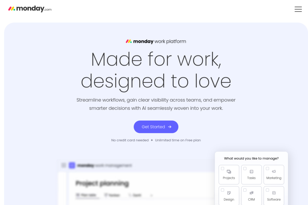 Screenshot of Monday.com – AI Tool