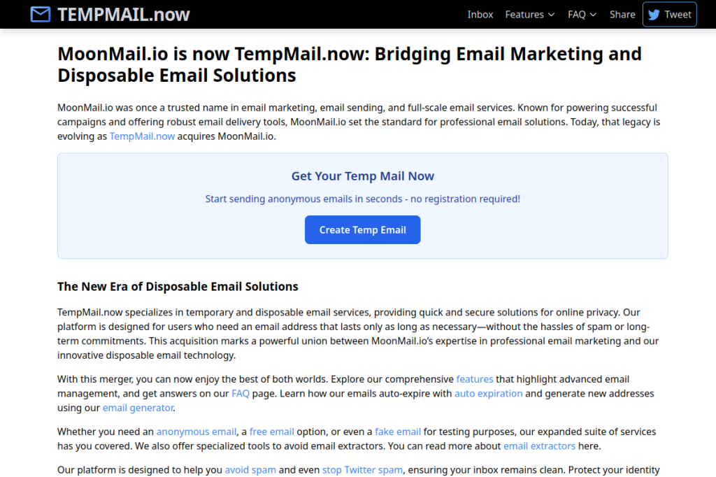 Screenshot of Moonmail – AI Tool