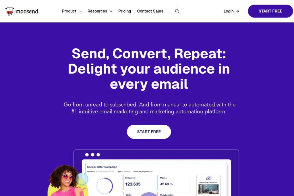 Screenshot of Moosend – AI Tool