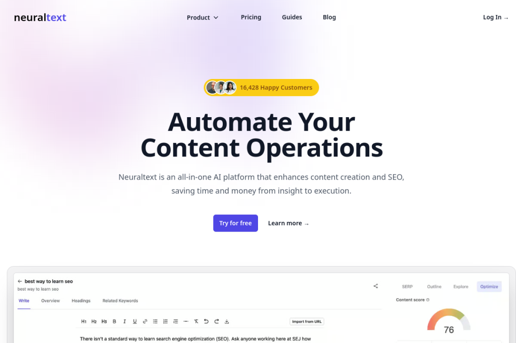 Screenshot of NeuralText – AI Tool