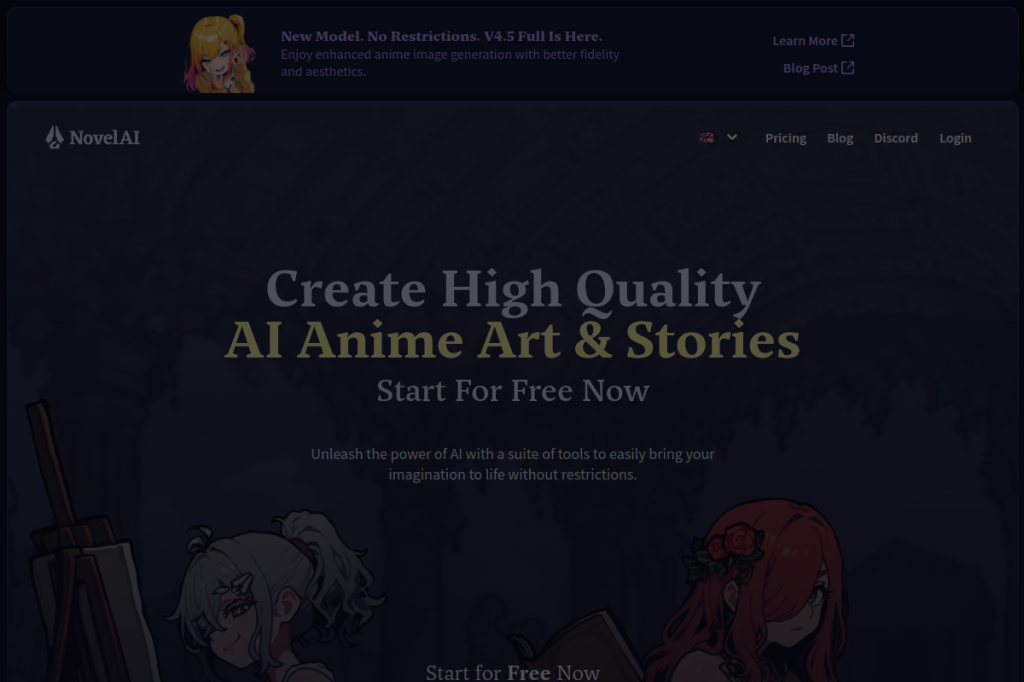 Screenshot of NovelAI – AI Tool