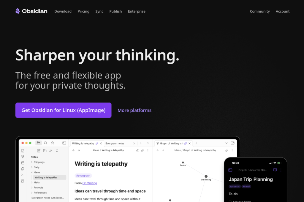 Screenshot of Obsidian – AI Tool