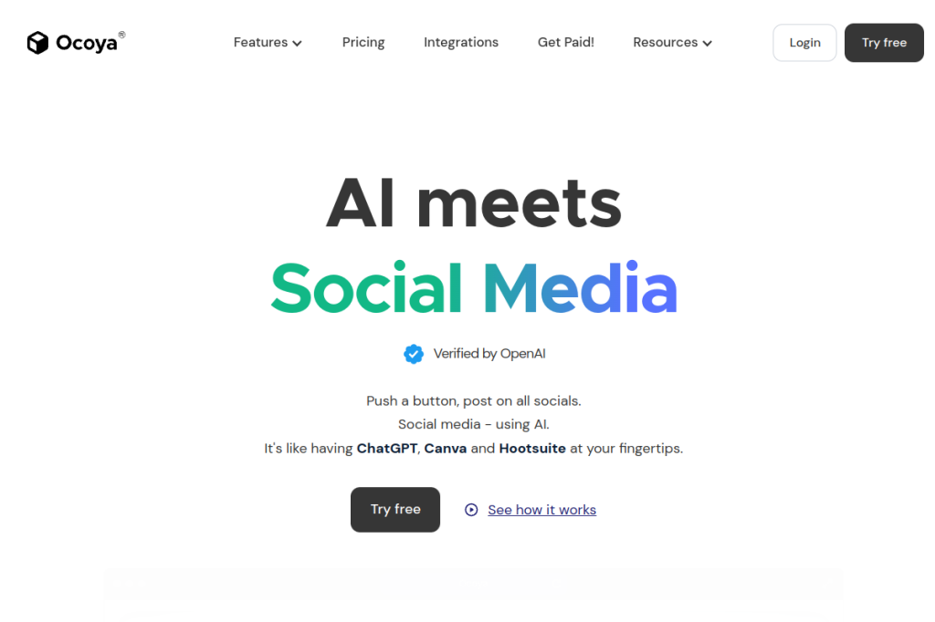 Screenshot of Ocoya – AI Tool