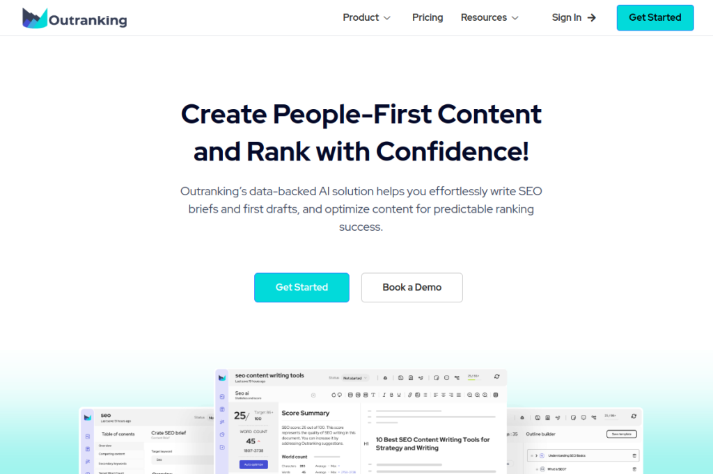 Screenshot of Outranking – AI Tool