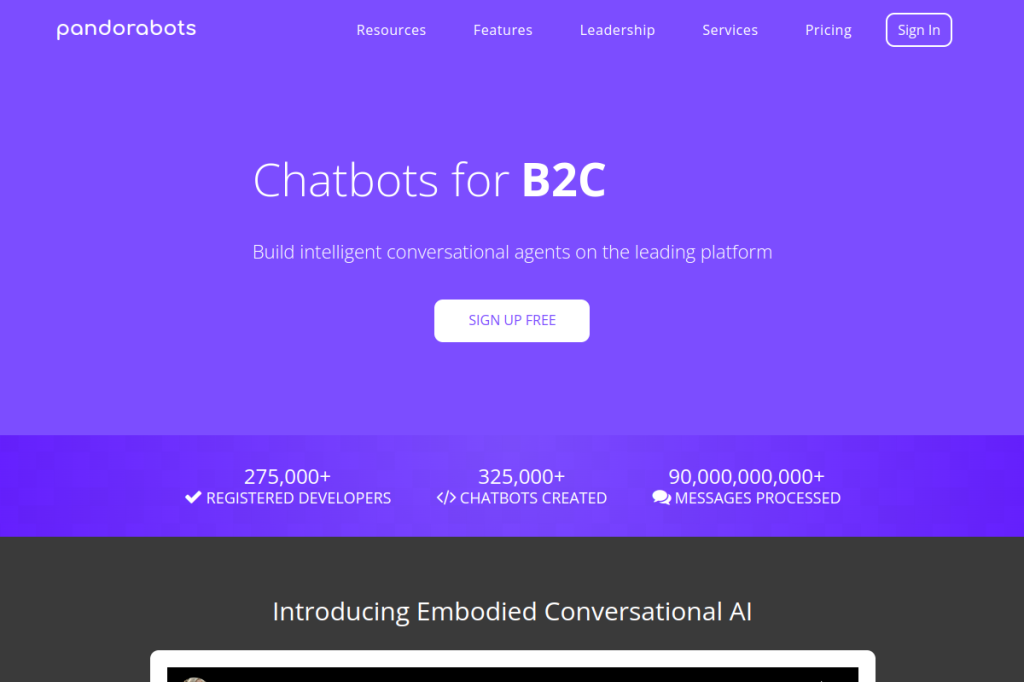 Screenshot of Pandorabots – AI Tool