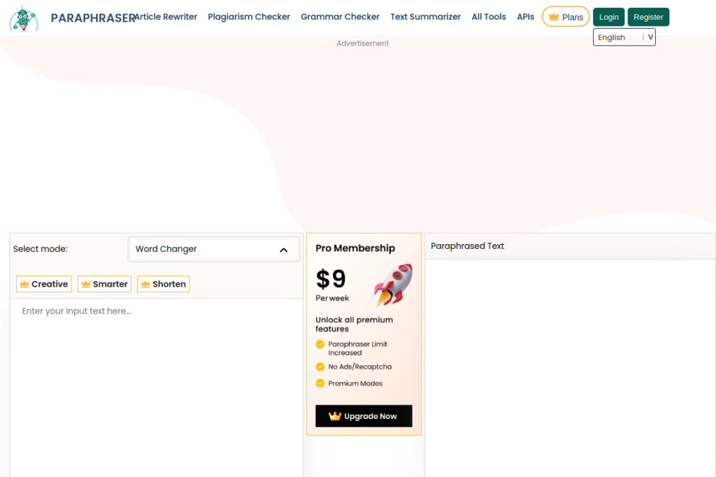 Screenshot of Paraphraser.io – AI Tool
