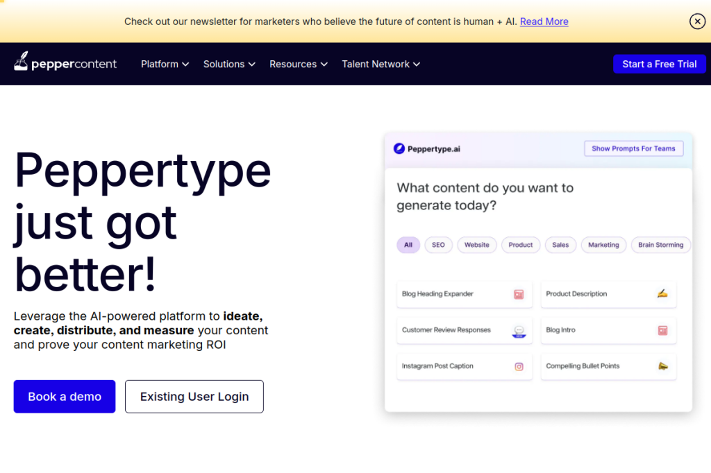 Screenshot of Peppertype AI – AI Tool