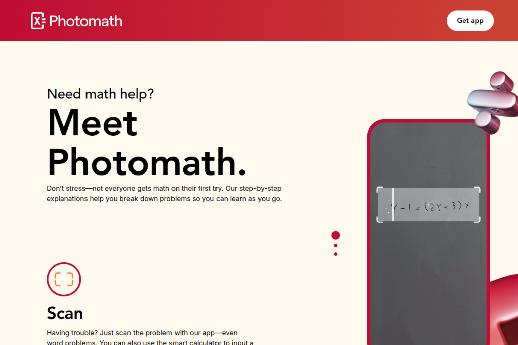 Screenshot of Photomath – AI Tool