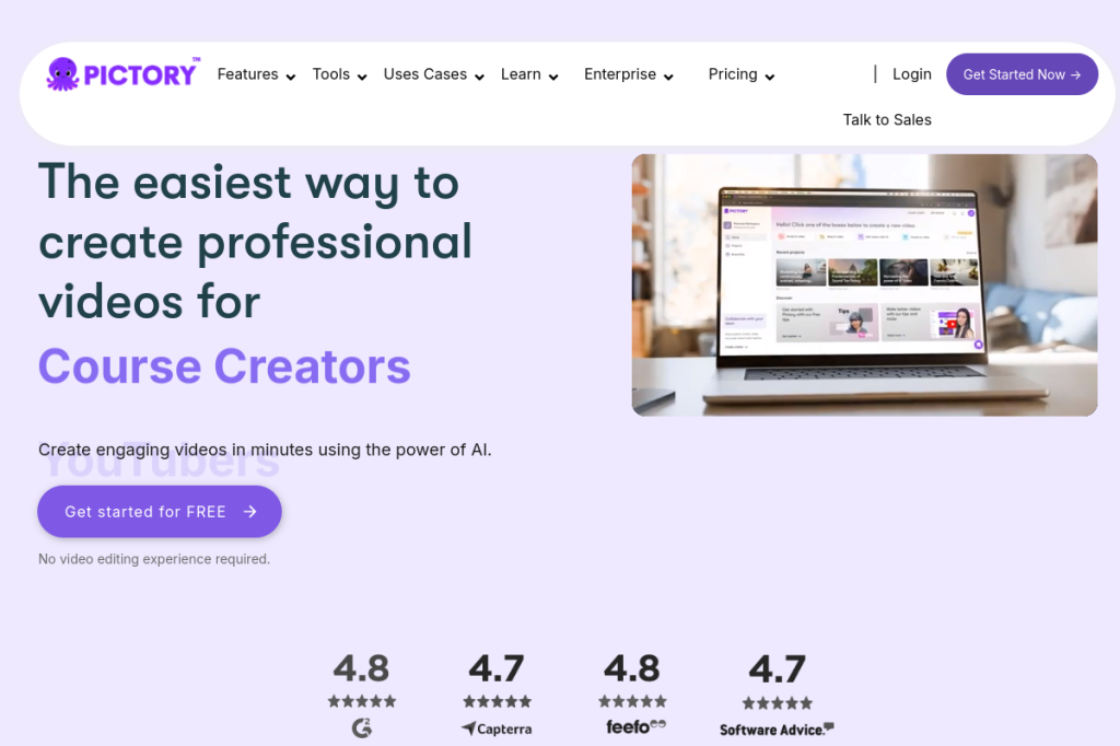 Screenshot of Pictory – AI Tool