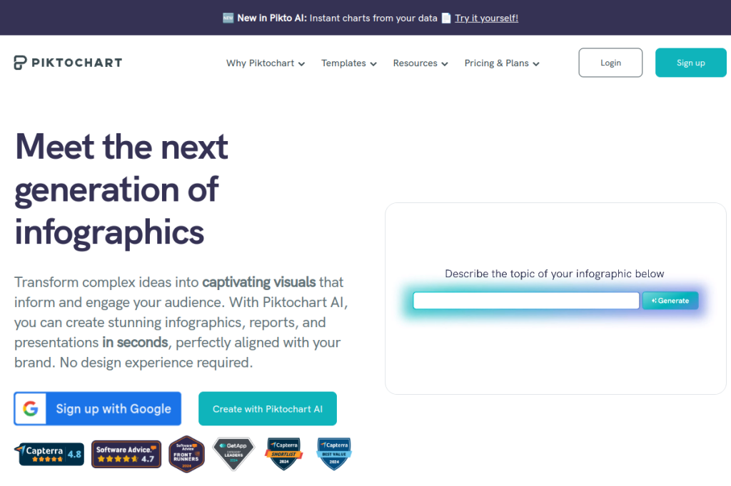 Screenshot of Piktochart – AI Tool