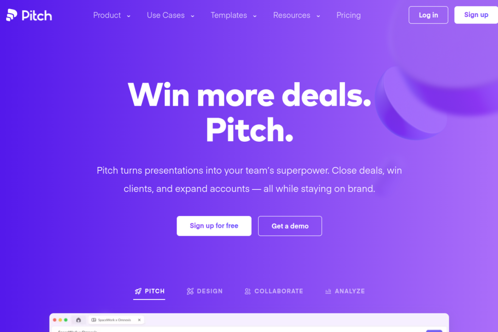 Screenshot of Pitch – AI Tool