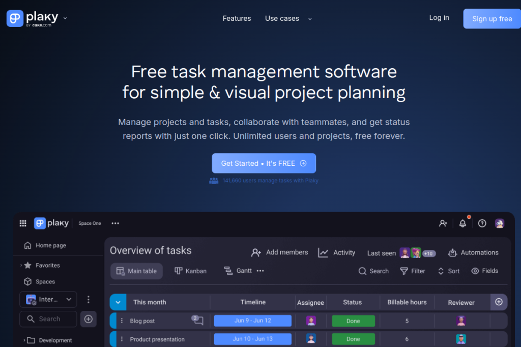 Screenshot of Plaky – AI Tool