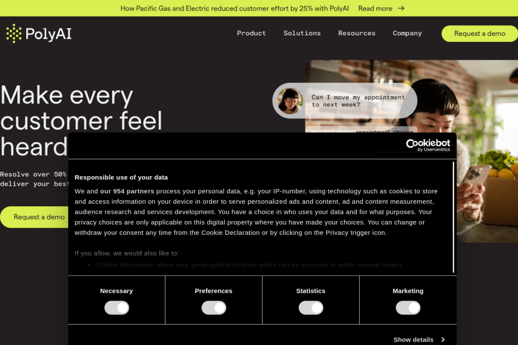 Screenshot of PolyAI – AI Tool