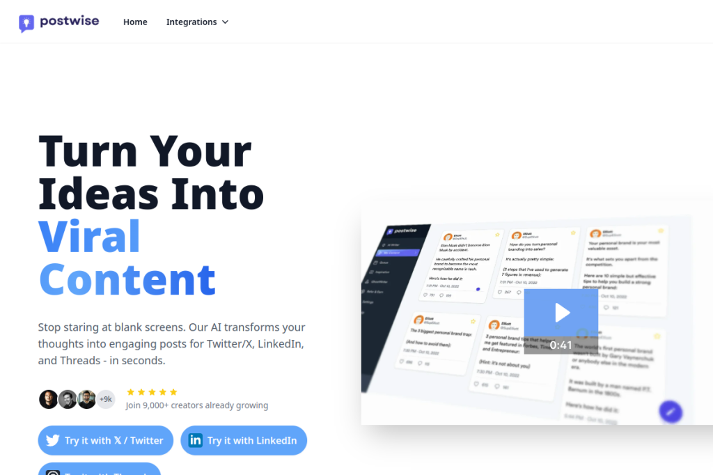 Screenshot of Postwise – AI Tool