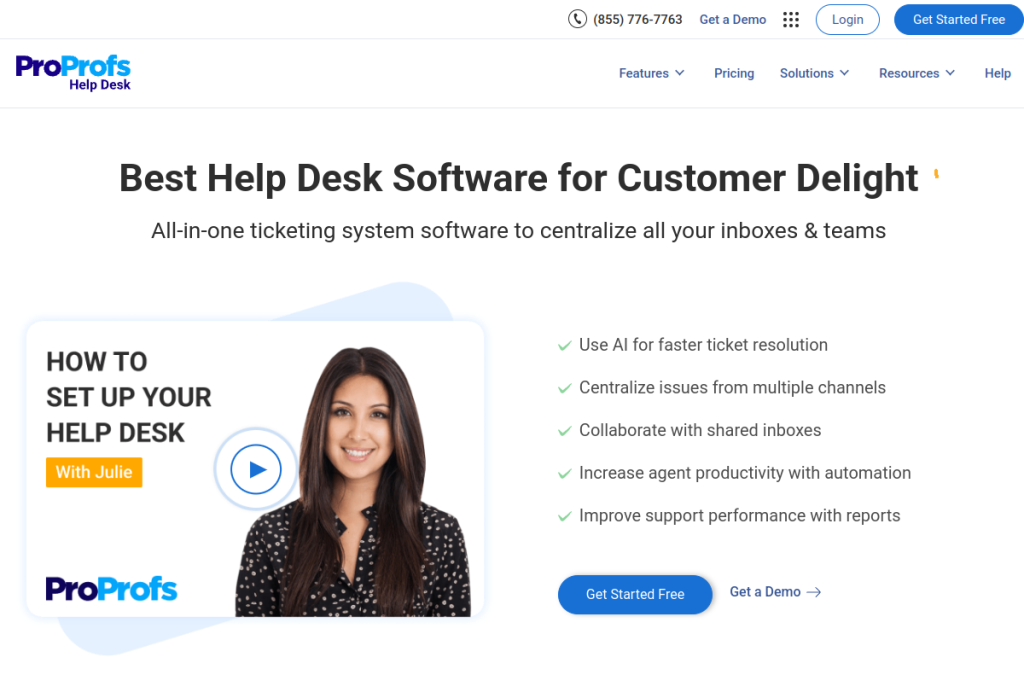 Screenshot of ProProfs Help Desk – AI Tool