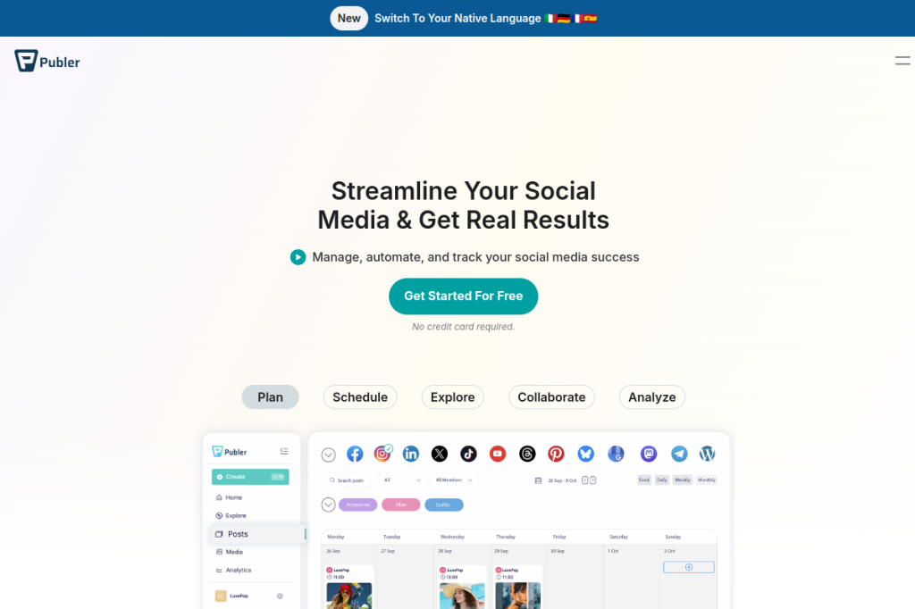 Screenshot of Publer AI – AI Tool