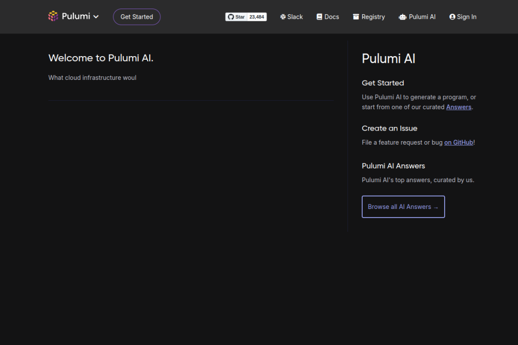 Screenshot of Pulumi AI – AI Tool