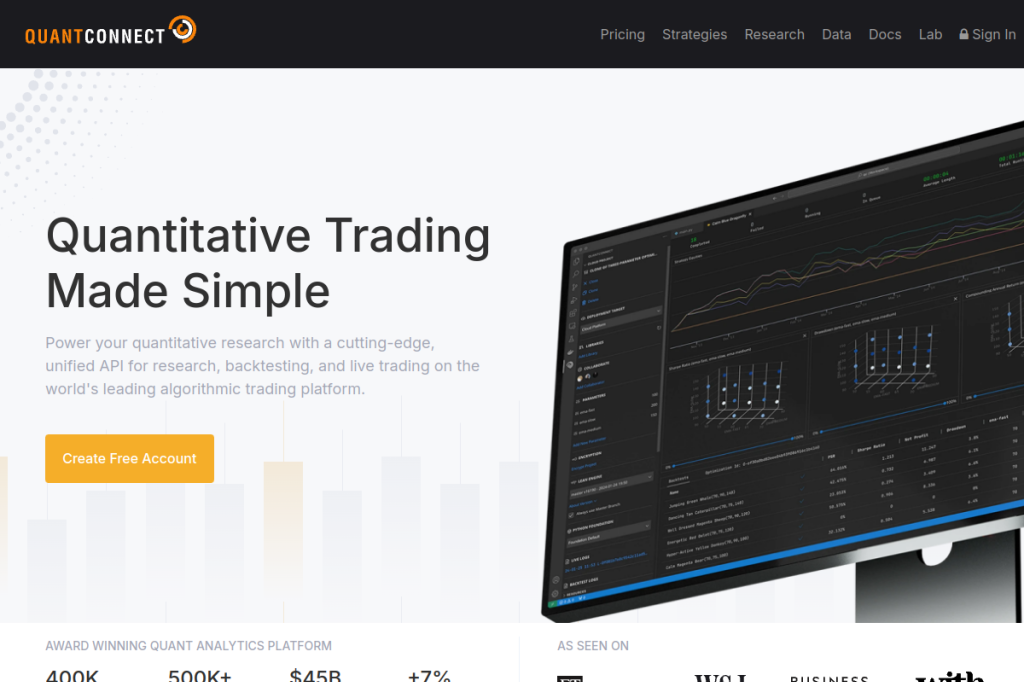 Screenshot of QuantConnect – AI Tool