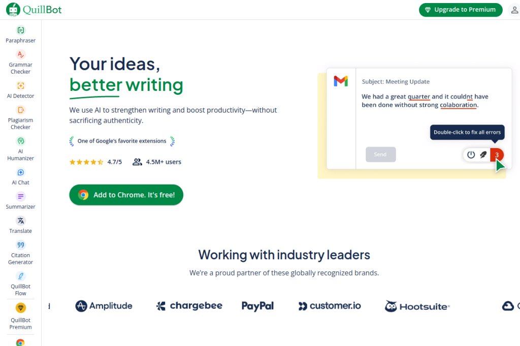 Screenshot of QuillBot – AI Tool