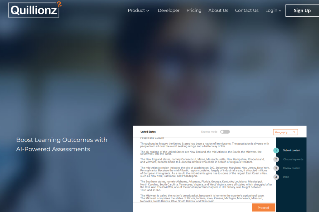Screenshot of Quillionz – AI Tool