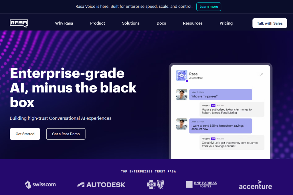 Screenshot of Rasa – AI Tool