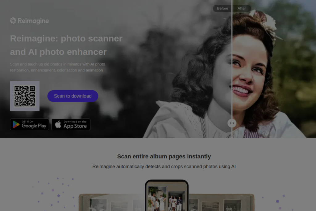 Screenshot of Reimagine by MyHeritage – AI Tool