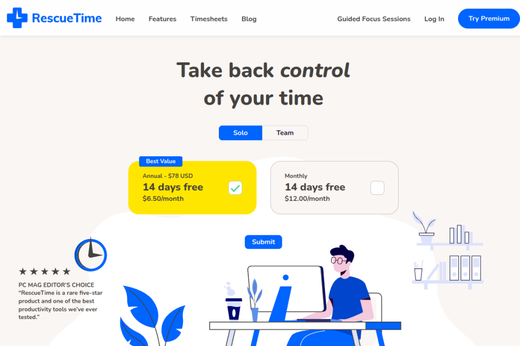 Screenshot of RescueTime – AI Tool