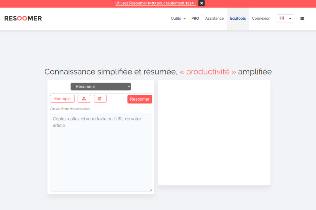 Screenshot of Resoomer – AI Tool